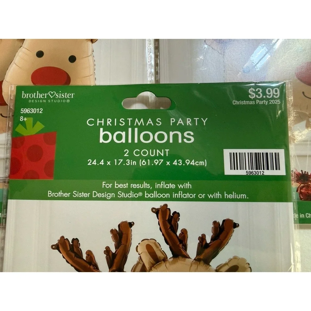 Christmas Party themed balloon decoration Three Sets Of 2 Reindeer (6) Balloons